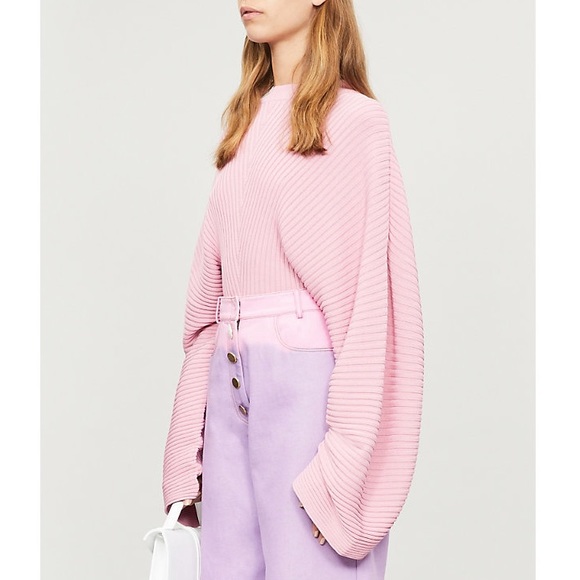 Solace London Sweaters - Solace 🎀 London Sweater Baby Pink Heavy Rib Knit  Sculptural Sleeves NWT